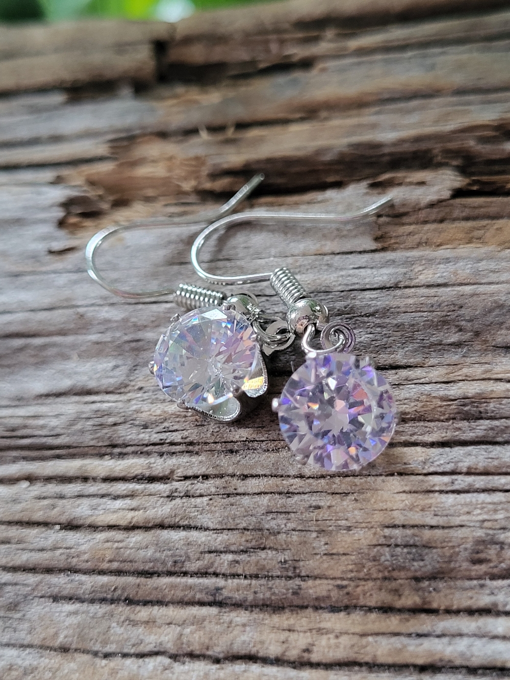 Silver Hook Earrings with Iridescent Crystal Drops